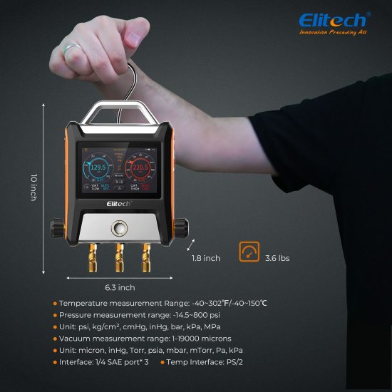 گیج دیجیتال هوشمندالیتک Elitech MS-2000 (اندازه‌گیری خلأ + بلوتوث + صفحه لمسی) - تصویر 4